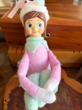 ELF Pastel Pink and Mint Felt Holiday Elf Doll